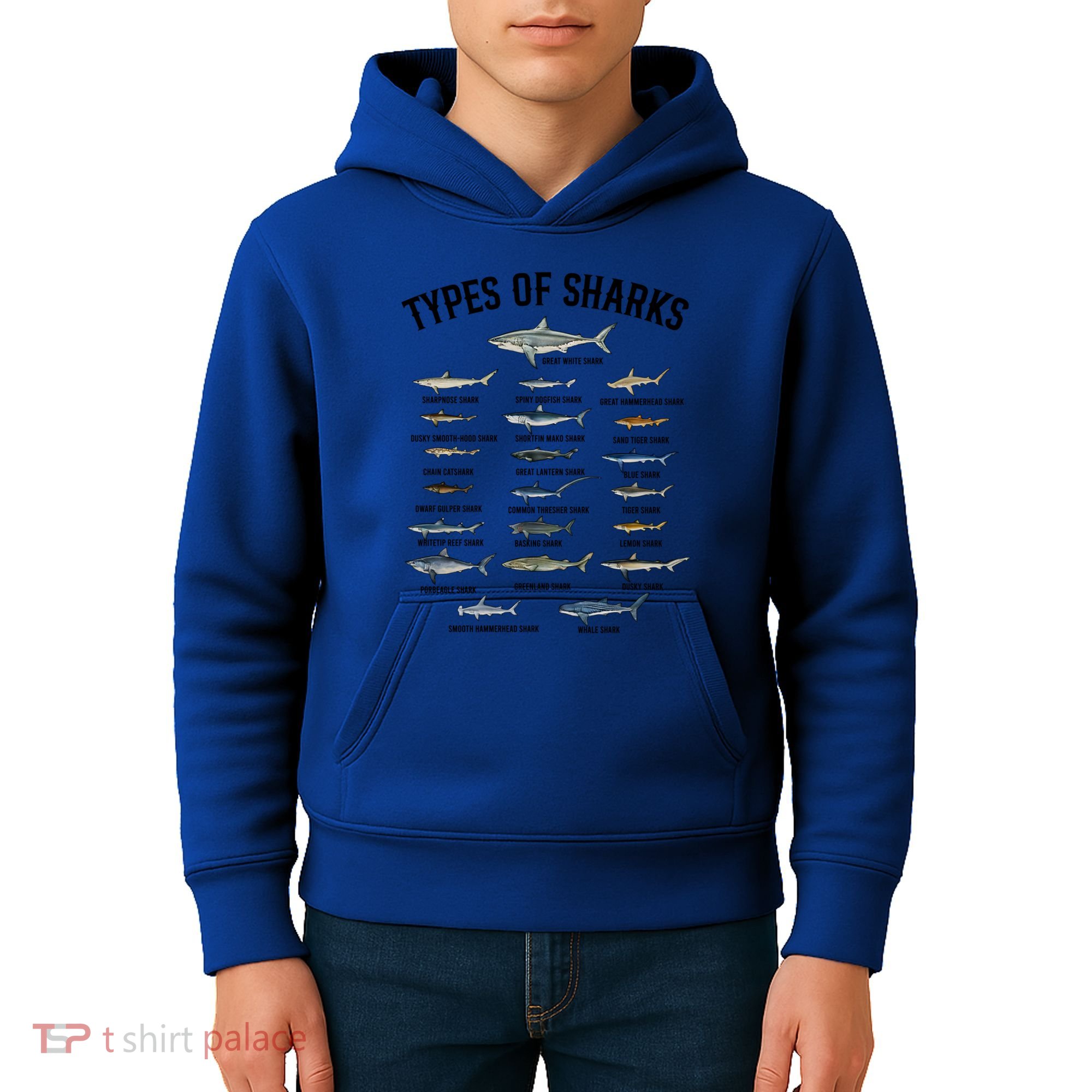 Shark Species Shark Faces Ocean Animal Lovers Cute Gift Kids Hoodie