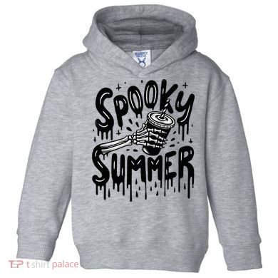 Summerween Spooky Summer Skeleton With Iced Coffee Toddler Hoodie