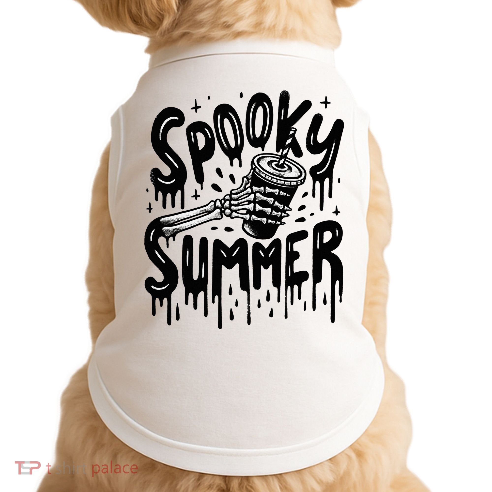 Summerween Spooky Summer Skeleton With Iced Coffee Doggie Tank