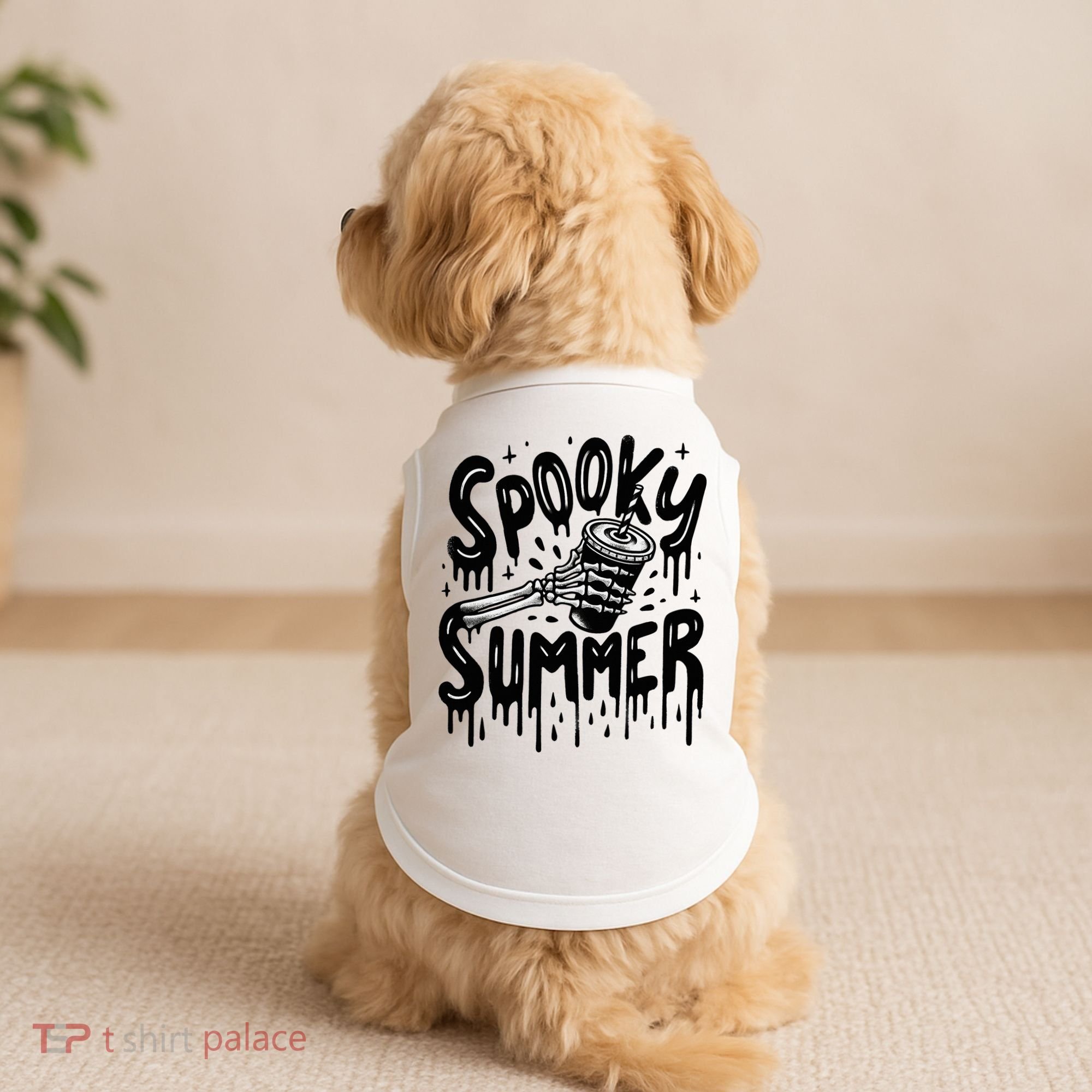 Summerween Spooky Summer Skeleton With Iced Coffee Doggie Tank