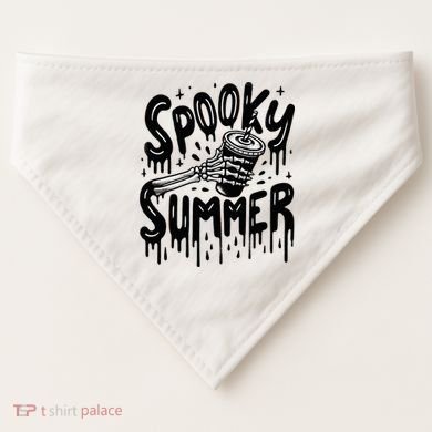 Summerween Spooky Summer Skeleton With Iced Coffee USA-Made Doggie Bandana