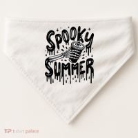 Summerween Spooky Summer Skeleton With Iced Coffee USA-Made Doggie Bandana thumb 0