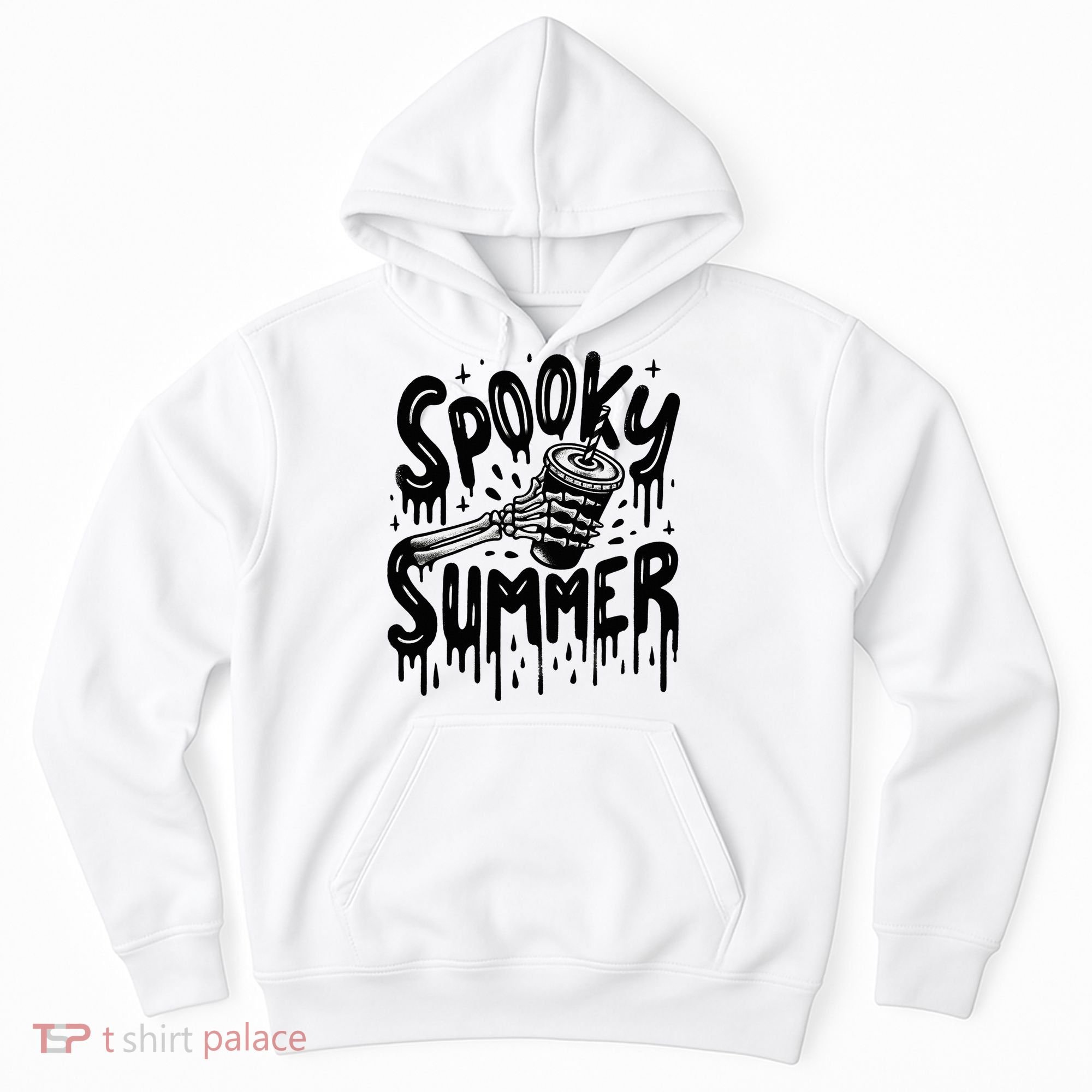 Summerween Spooky Summer Skeleton With Iced Coffee Hoodie
