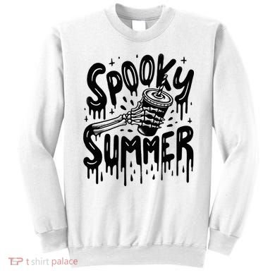 Summerween Spooky Summer Skeleton With Iced Coffee Sweatshirt