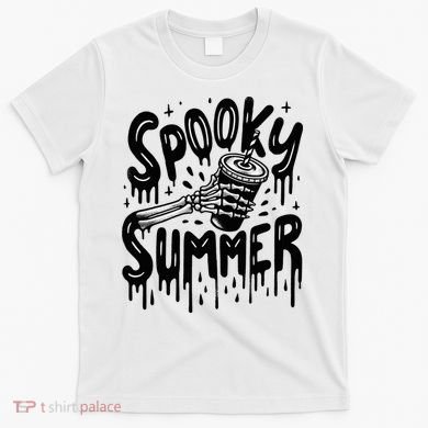 Summerween Spooky Summer Skeleton With Iced Coffee T-Shirt