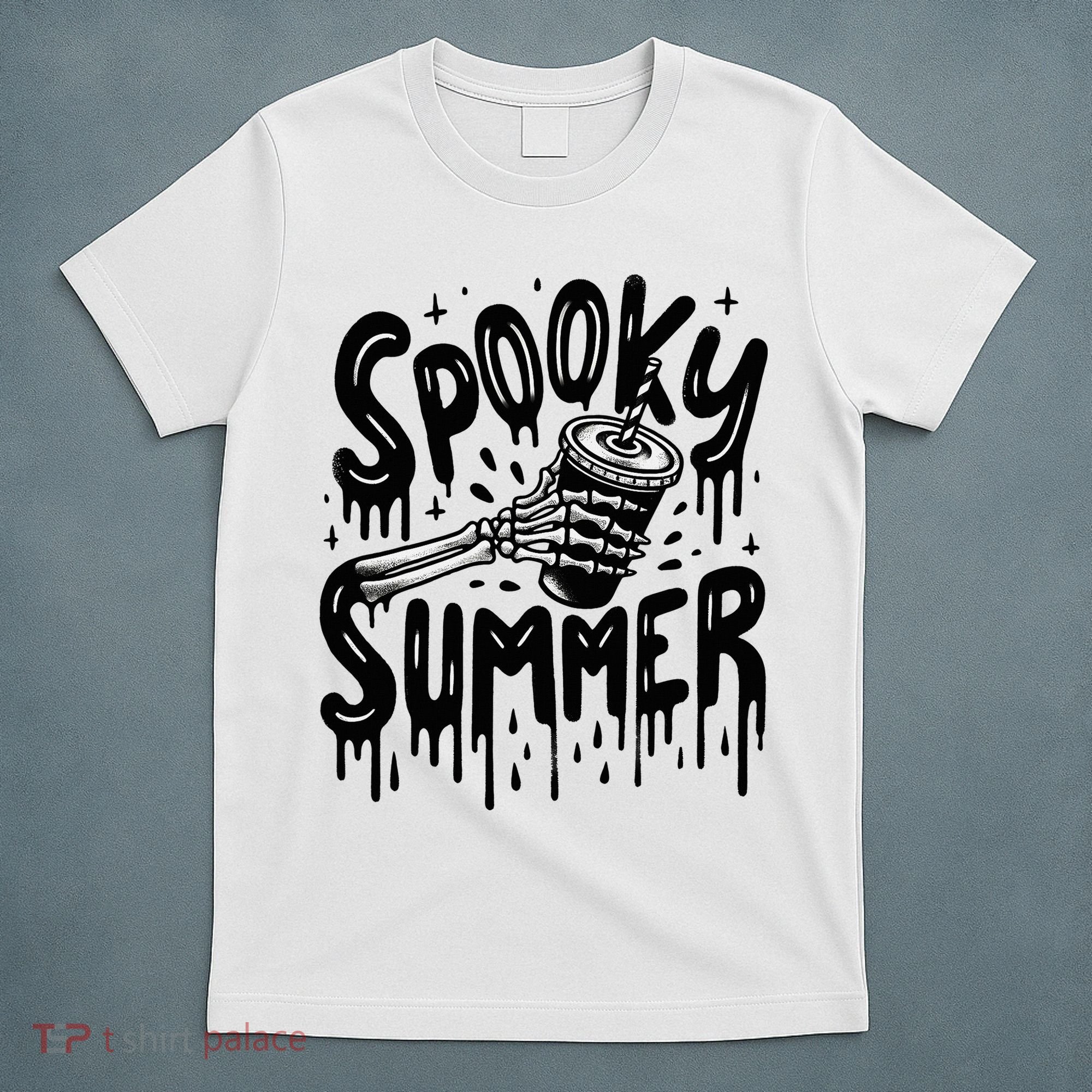 Summerween Spooky Summer Skeleton With Iced Coffee T-Shirt