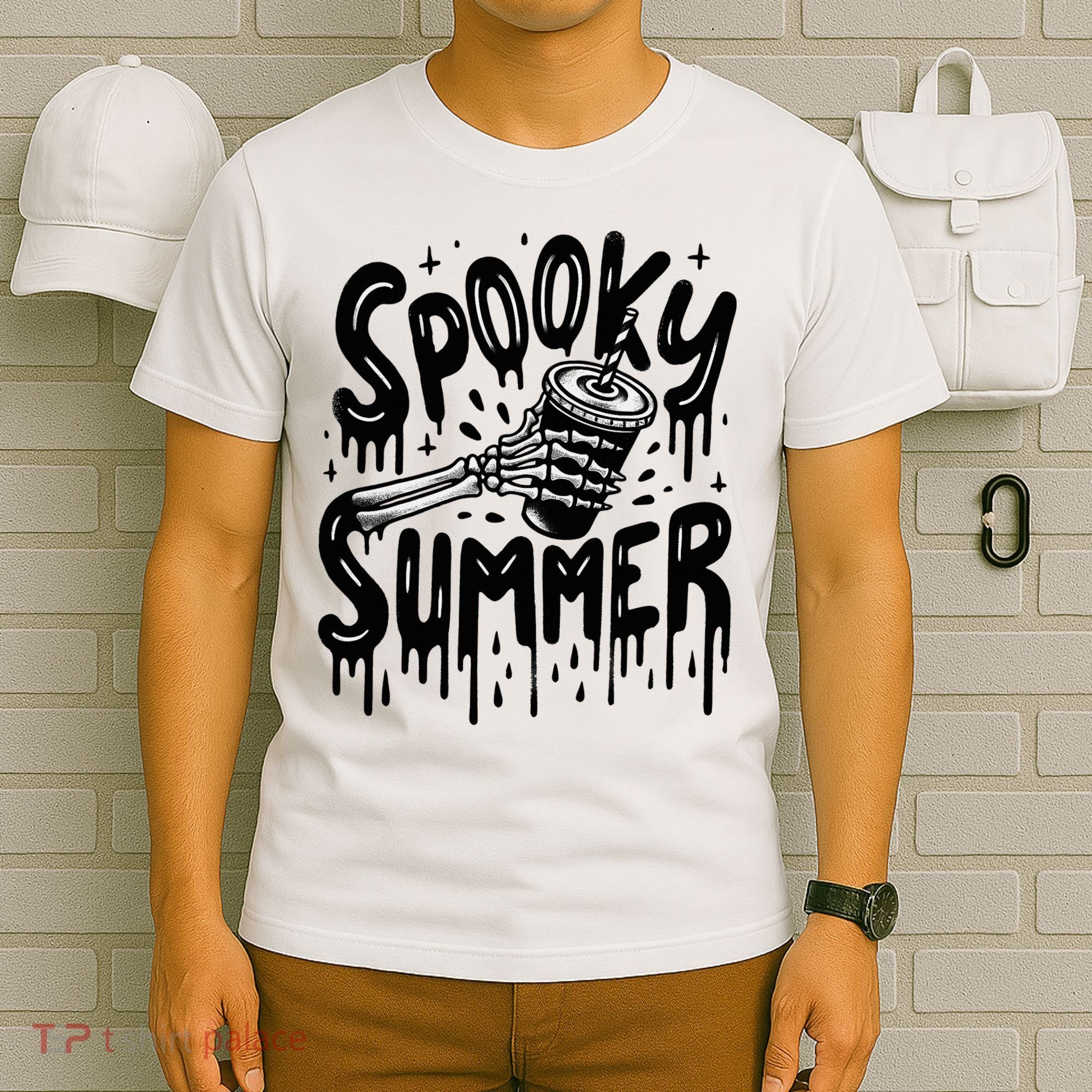 Summerween Spooky Summer Skeleton With Iced Coffee T-Shirt
