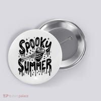 Summerween Spooky Summer Skeleton With Iced Coffee Button thumb 0