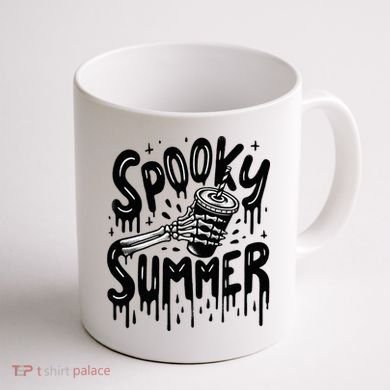Summerween Spooky Summer Skeleton With Iced Coffee Coffee Mug back