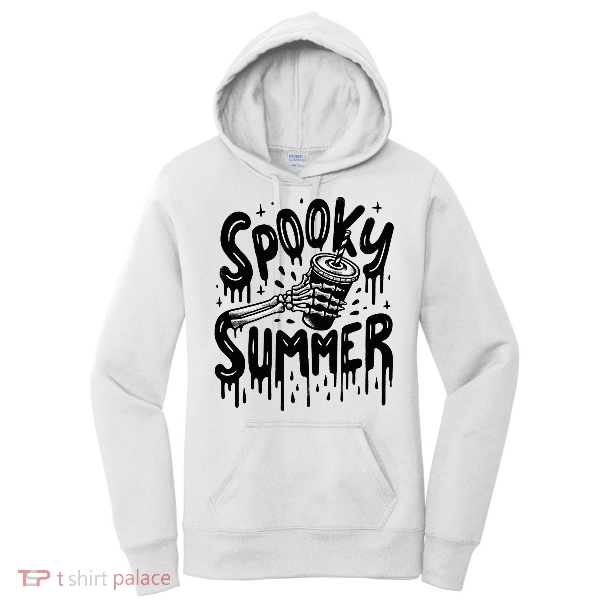 Summerween Spooky Summer Skeleton With Iced Coffee Women's Hoodie