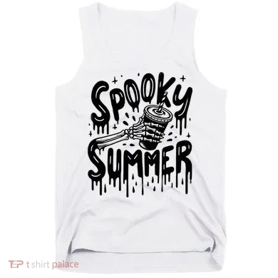 Summerween Spooky Summer Skeleton With Iced Coffee Tank Top