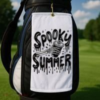 Summerween Spooky Summer Skeleton With Iced Coffee Golf Towel thumb 2