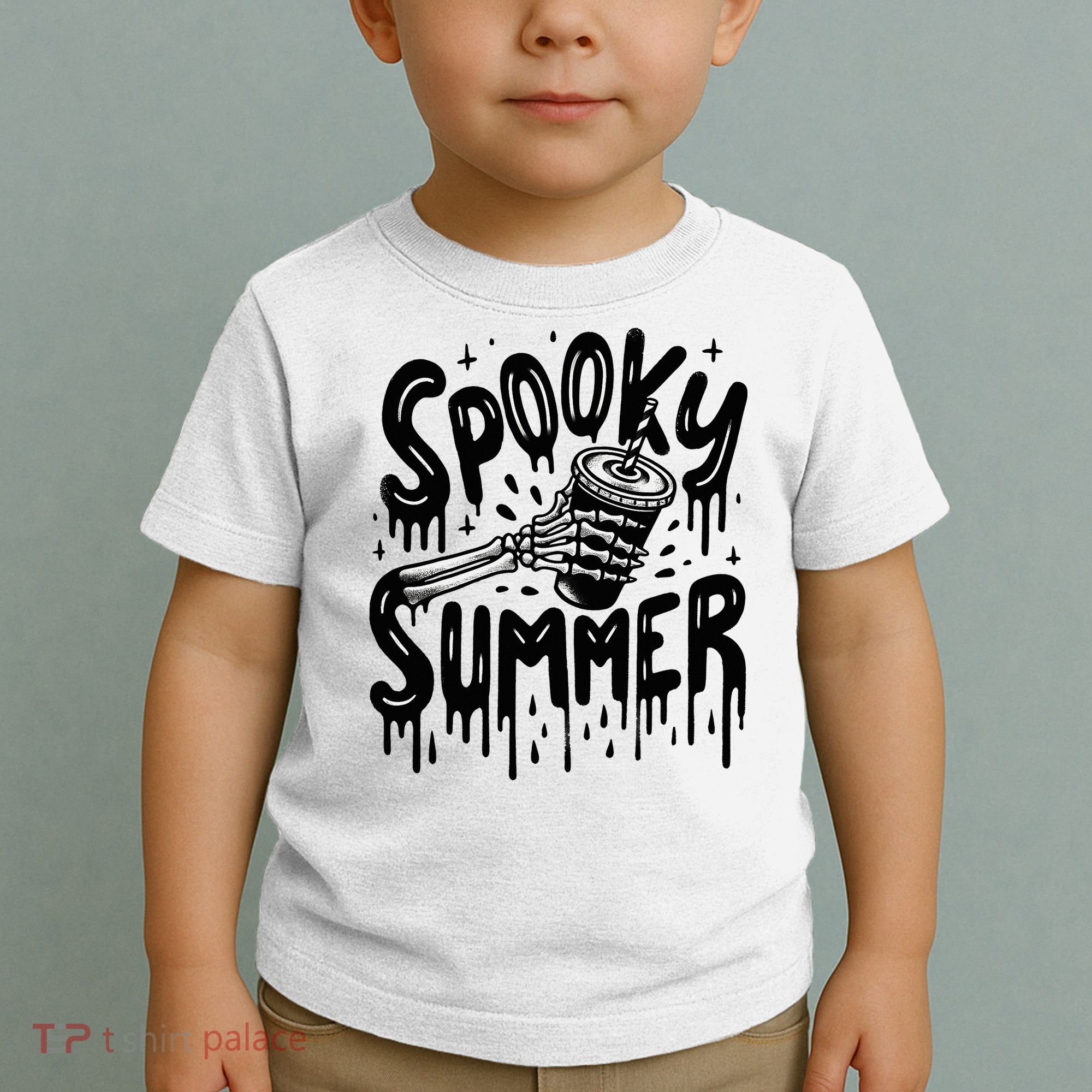 Summerween Spooky Summer Skeleton With Iced Coffee Toddler T-Shirt