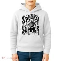 Summerween Spooky Summer Skeleton With Iced Coffee Kids Hoodie thumb 4