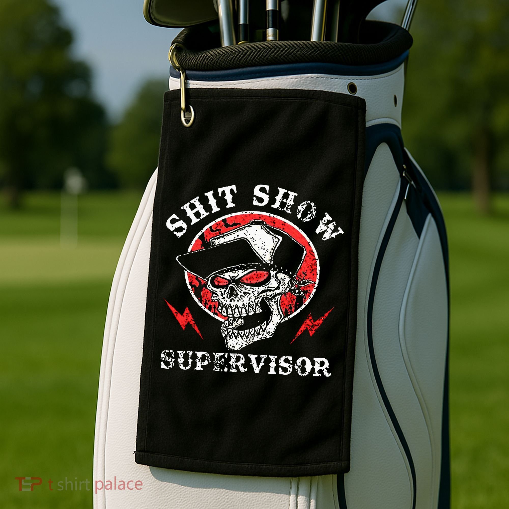 Shit Show Supervisor Skull Golf Towel