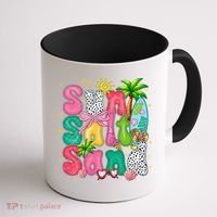Sun Salt Sand Coquette Bow Palm Summer Vibes Beach Trip Coffee Mug thumb 1
