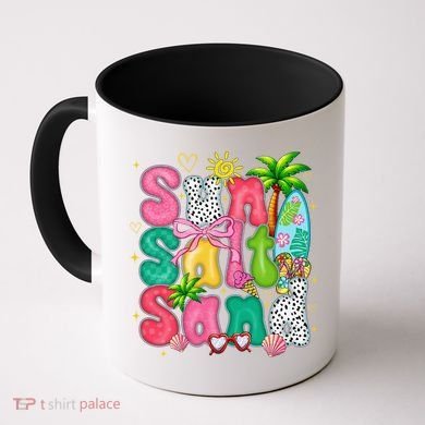 Sun Salt Sand Coquette Bow Palm Summer Vibes Beach Trip Coffee Mug
