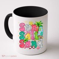 Sun Salt Sand Coquette Bow Palm Summer Vibes Beach Trip Coffee Mug thumb 0