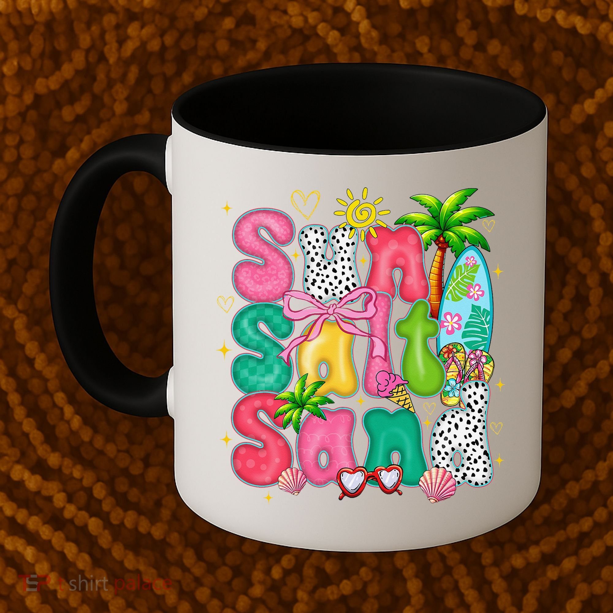 Sun Salt Sand Coquette Bow Palm Summer Vibes Beach Trip Coffee Mug