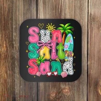Sun Salt Sand Coquette Bow Palm Summer Vibes Beach Trip Coaster