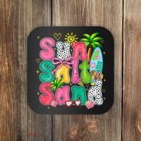 Sun Salt Sand Coquette Bow Palm Summer Vibes Beach Trip Coaster thumb 0