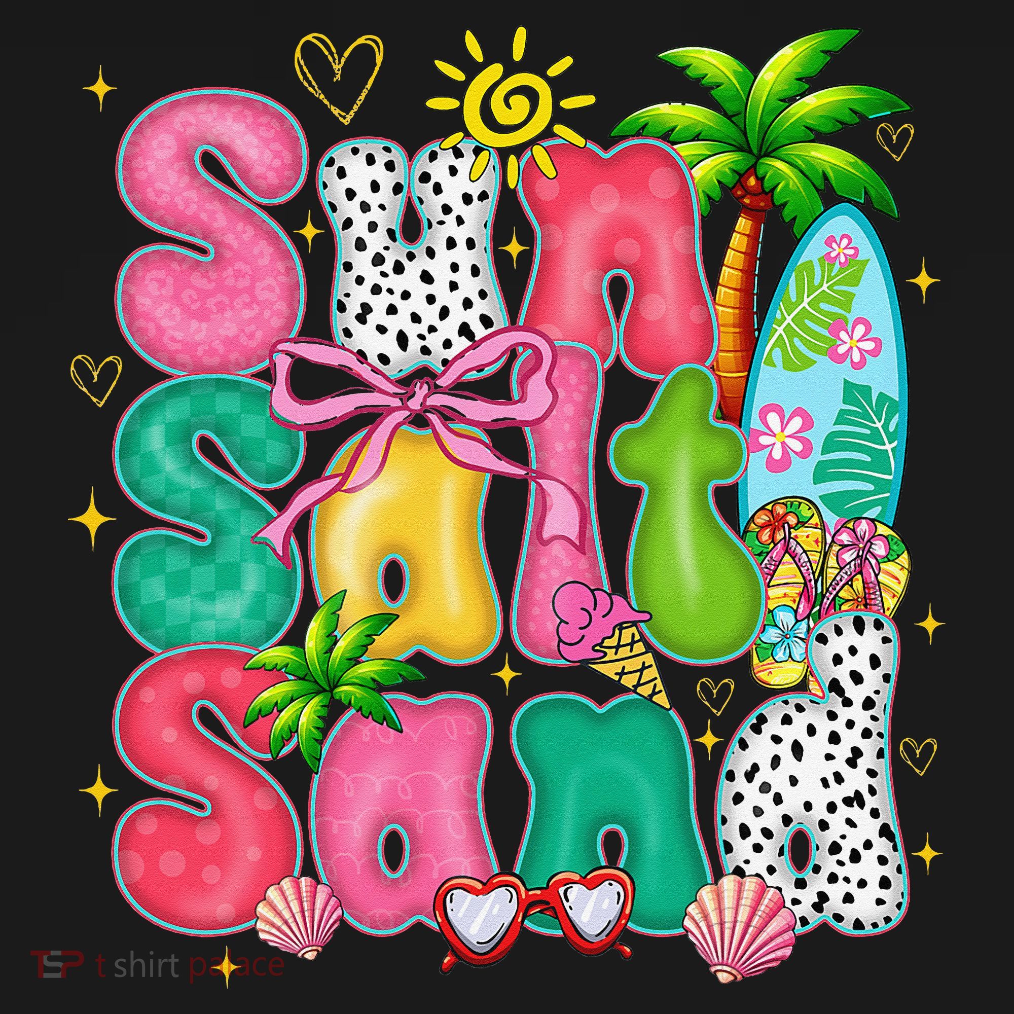 Sun Salt Sand Coquette Bow Palm Summer Vibes Beach Trip Women's Hoodie
