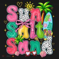 Sun Salt Sand Coquette Bow Palm Summer Vibes Beach Trip Ornament thumb 1