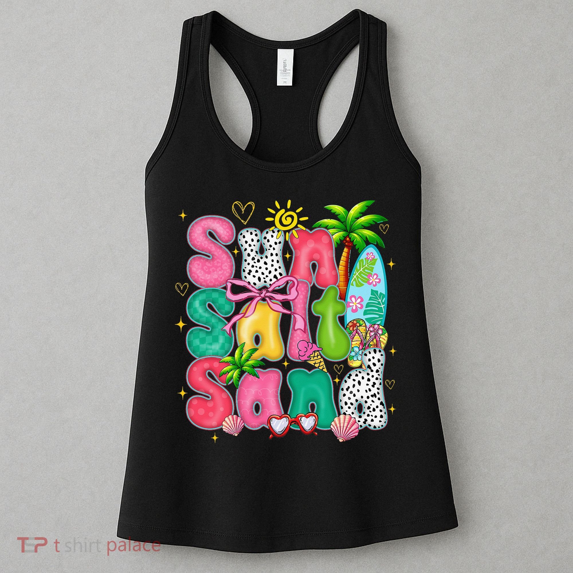 Sun Salt Sand Coquette Bow Palm Summer Vibes Beach Trip Women's Tank Top