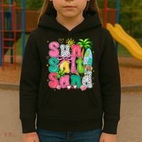 Sun Salt Sand Coquette Bow Palm Summer Vibes Beach Trip Kids Hoodie thumb 3