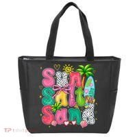 Sun Salt Sand Coquette Bow Palm Summer Vibes Beach Trip Tote Bag thumb 0