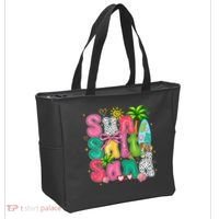 Sun Salt Sand Coquette Bow Palm Summer Vibes Beach Trip Tote Bag thumb 2