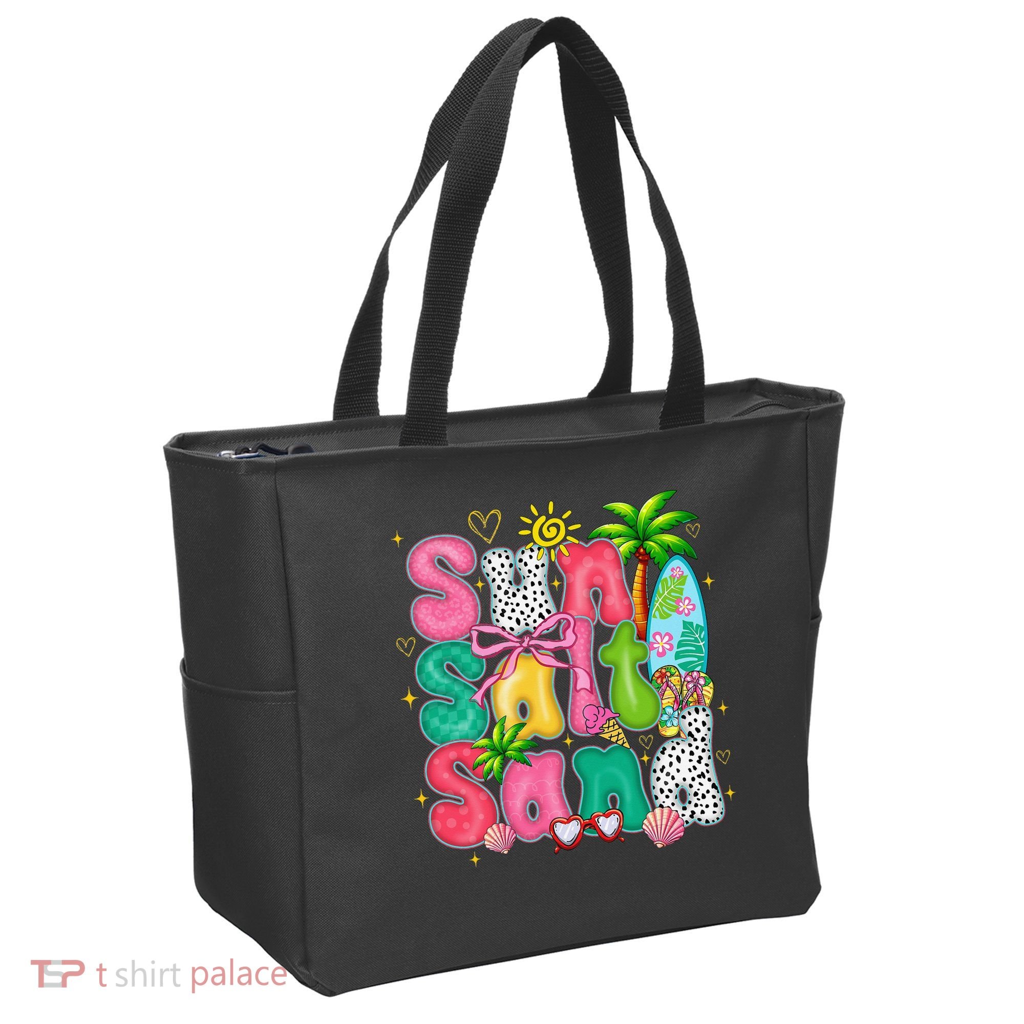 Sun Salt Sand Coquette Bow Palm Summer Vibes Beach Trip Tote Bag