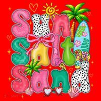 Sun Salt Sand Coquette Bow Palm Summer Vibes Beach Trip Santa Hat thumb 1