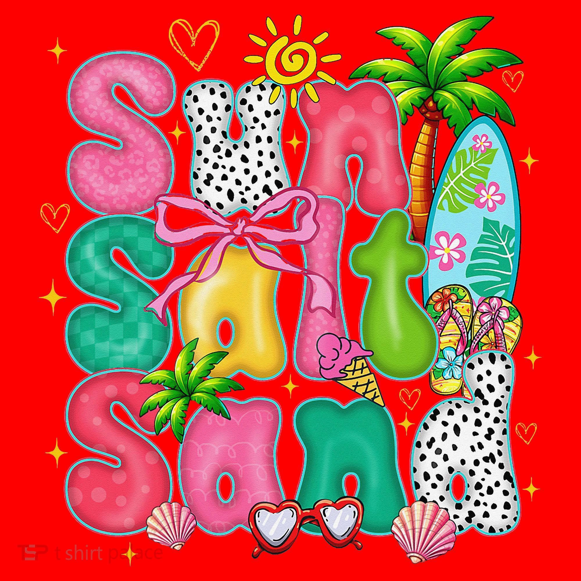 Sun Salt Sand Coquette Bow Palm Summer Vibes Beach Trip Santa Hat