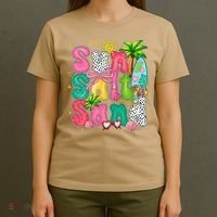 Sun Salt Sand Coquette Bow Palm Summer Vibes Beach Trip T-Shirt thumb 4