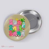 Sun Salt Sand Coquette Bow Palm Summer Vibes Beach Trip Button thumb 0