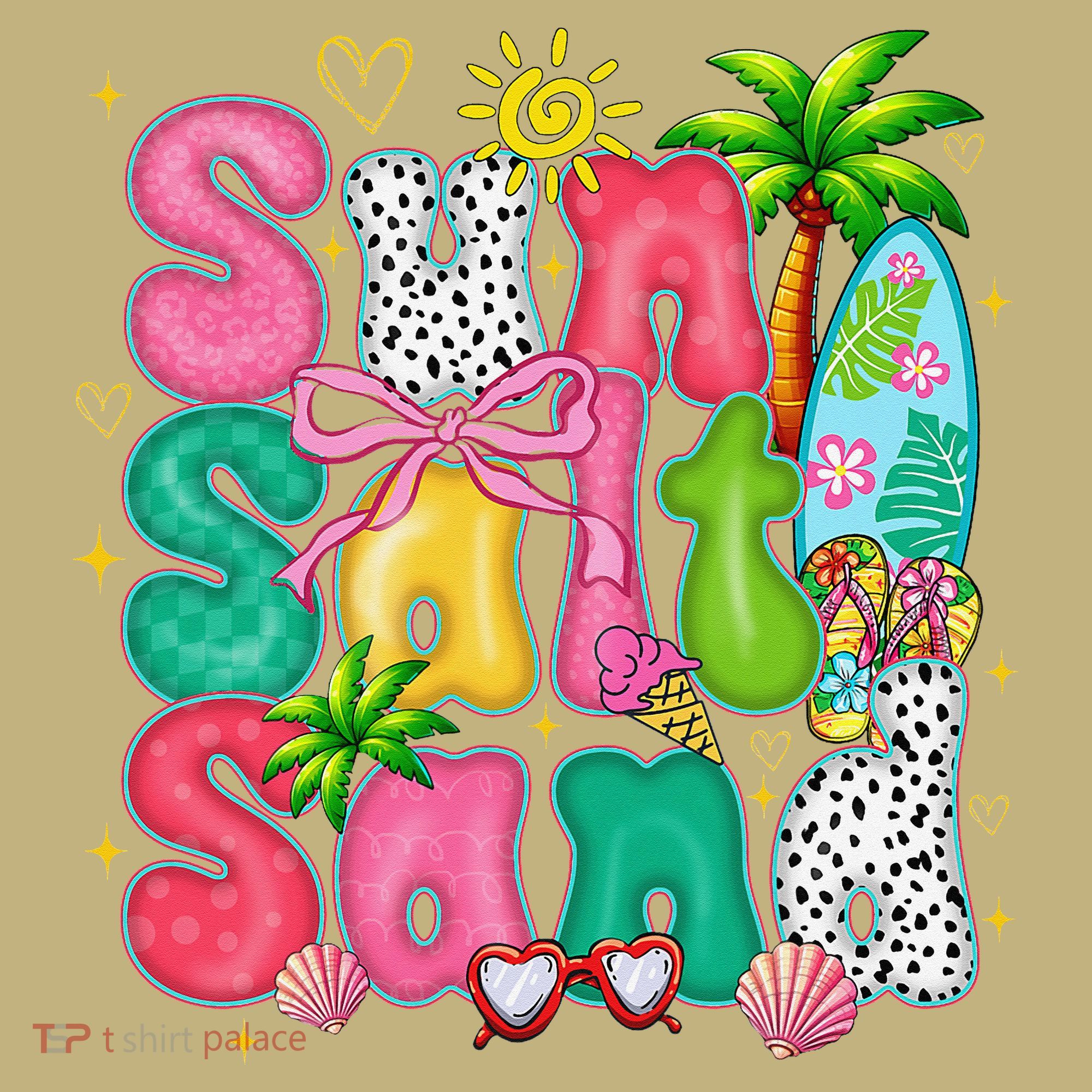 Sun Salt Sand Coquette Bow Palm Summer Vibes Beach Trip Mousepad