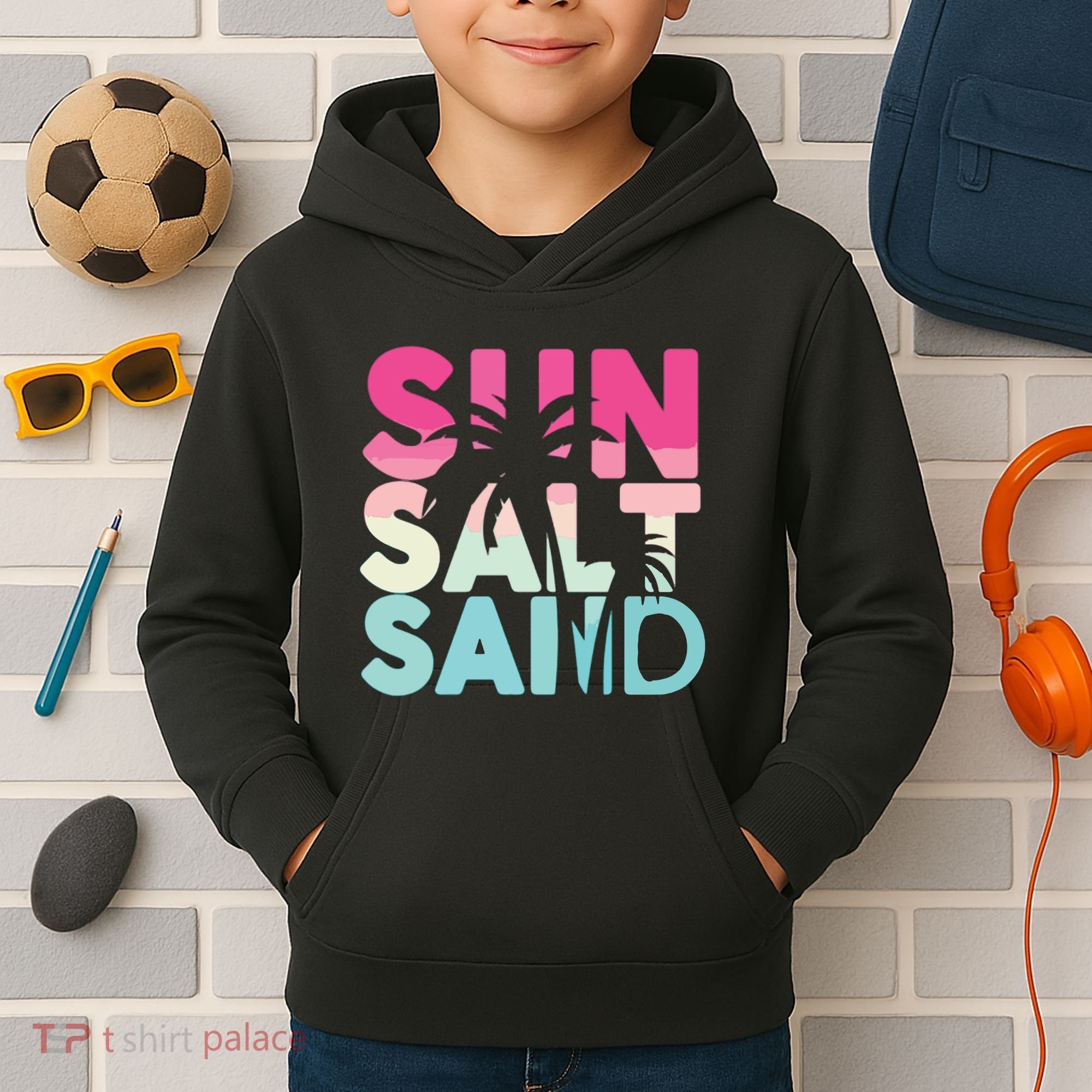 Sun Sand Salt Beach Kids Hoodie
