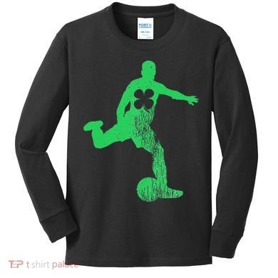 Soccer Shamrock St. Patrick's Day Irish Saint Paddy'ss Kids Long Sleeve Shirt