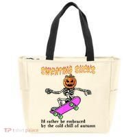 Sweating Sucks Skeleton Pumpkin Skateboard Tote Bag thumb 0