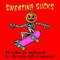 Sweating Sucks Skeleton Pumpkin Skateboard Santa Hat thumb 1
