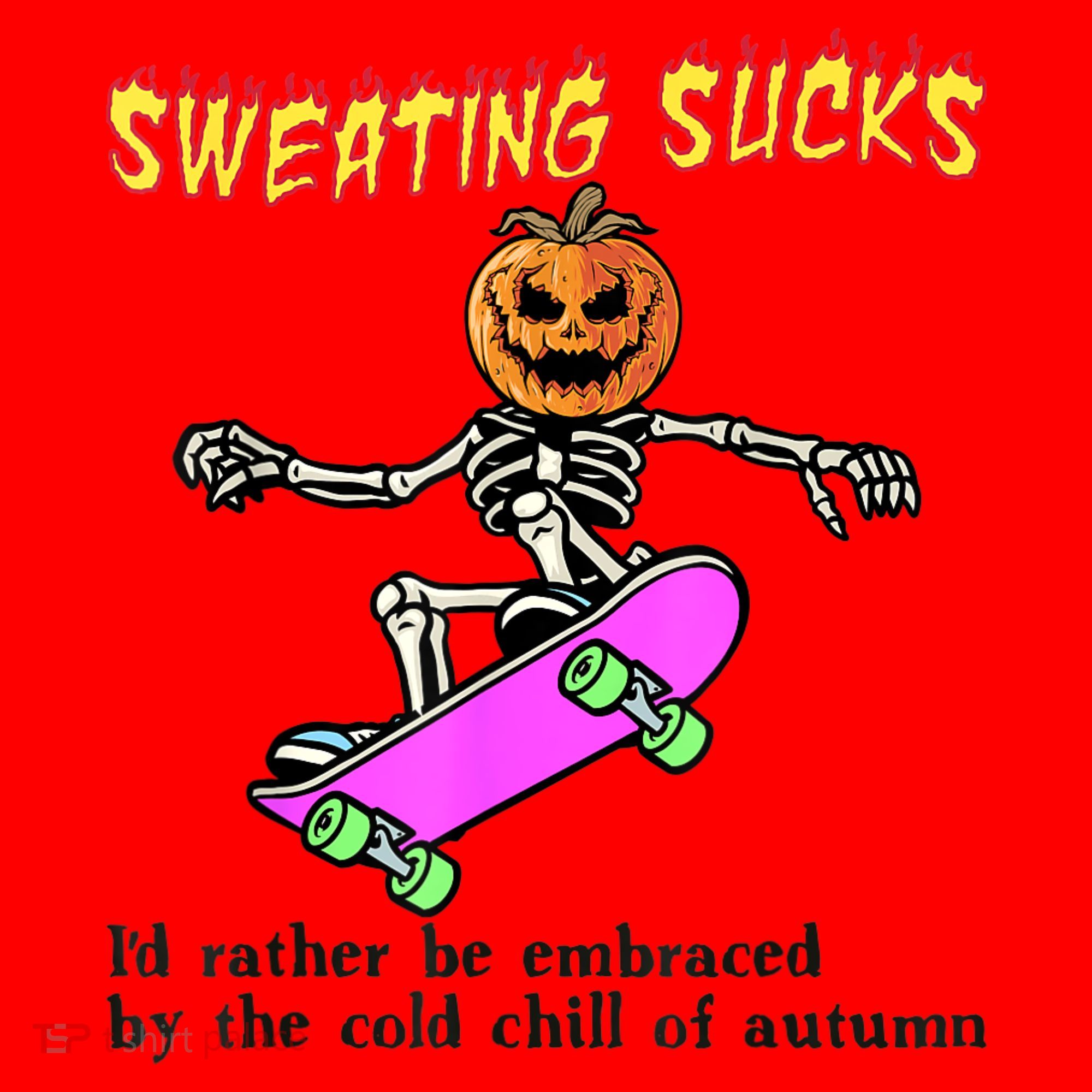 Sweating Sucks Skeleton Pumpkin Skateboard Santa Hat