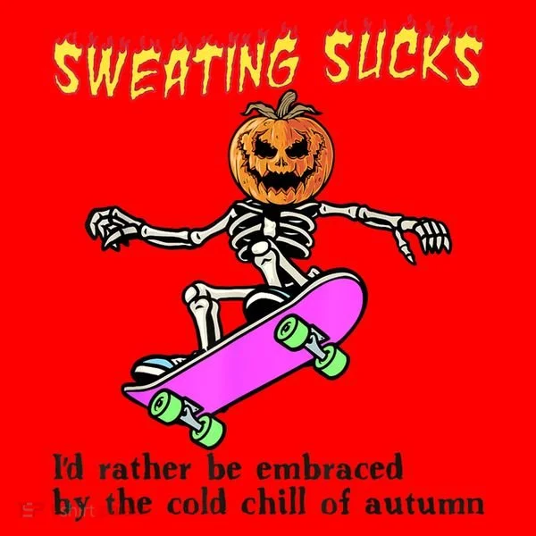 Sweating Sucks Skeleton Pumpkin Skateboard Santa Hat