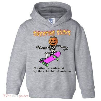 Sweating Sucks Skeleton Pumpkin Skateboard Toddler Hoodie