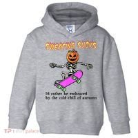 Sweating Sucks Skeleton Pumpkin Skateboard Toddler Hoodie thumb 0