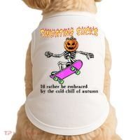Sweating Sucks Skeleton Pumpkin Skateboard Doggie Tank thumb 0