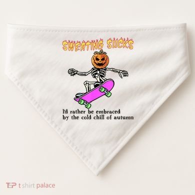 Sweating Sucks Skeleton Pumpkin Skateboard USA-Made Doggie Bandana