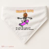 Sweating Sucks Skeleton Pumpkin Skateboard USA-Made Doggie Bandana thumb 0