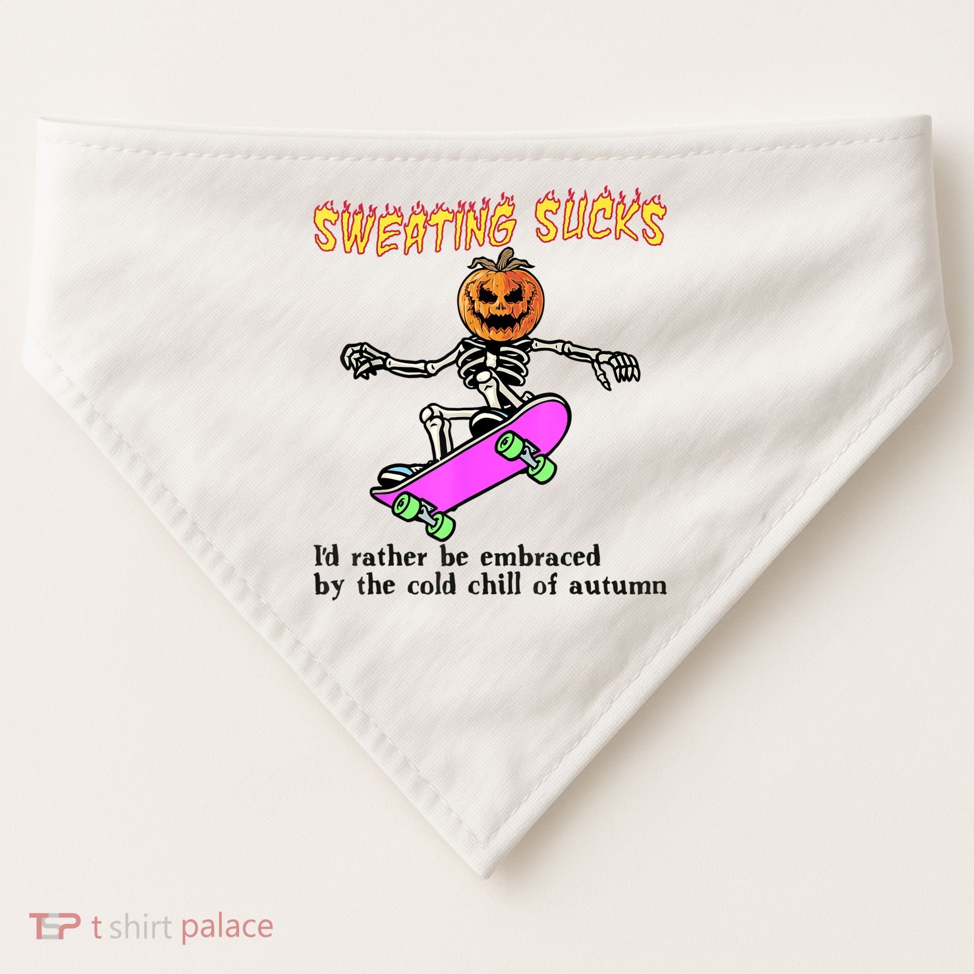 Sweating Sucks Skeleton Pumpkin Skateboard USA-Made Doggie Bandana