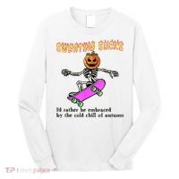 Sweating Sucks Skeleton Pumpkin Skateboard Long Sleeve Shirt thumb 0